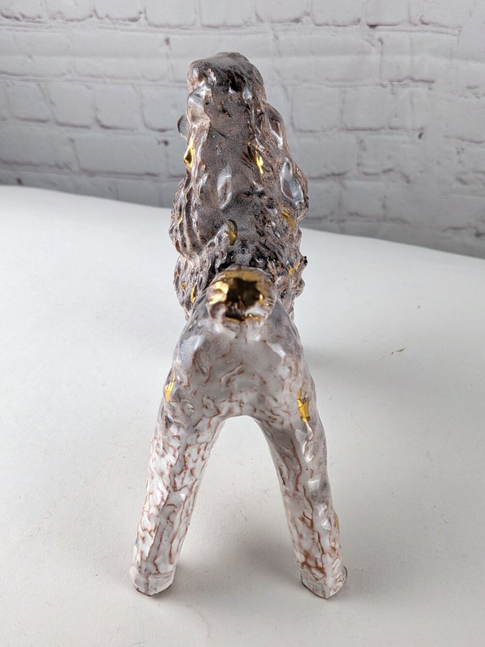 Vintage 50s/60s Pink/Gold Ceramic Poodle Statue - Picture 6 of 12
